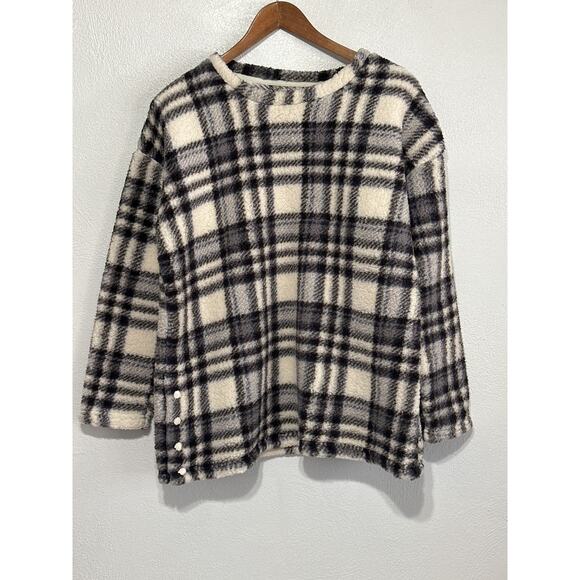 Cuddl Duds Tops - Cuddl Duds Teddy Bear Plaid Sherpa Fleece Sweatshirt M Cozy Cabincore Camping